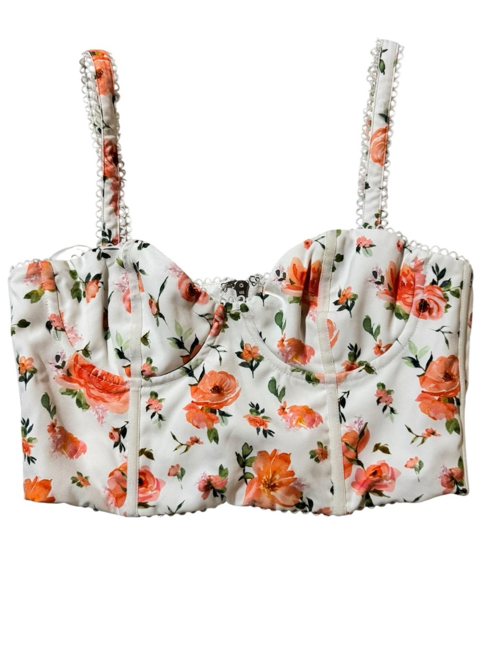 White‎ Fox Floral Corset Bustier Top Cream Size S